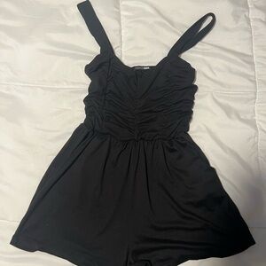 Black Rutched Romper